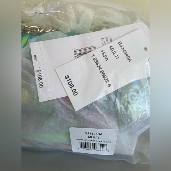 NWT BETSEY JOHNSON ORNAMENTED BEADED EMBELLISHED CLEAR STATEMENT BAG - Picture 4 of 10